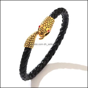 Braccialetti con ciondoli in pelle per accessori donna Nuovi gioielli di moda Cowe Mens Winding Snake Head Uomini Bracciale Drop Delivery Dhseller2010 Dhmad