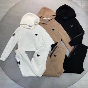 High quality women tracksuits casual pullover with hat sports hoodie design classic triangle autumn and winter fashion clothing