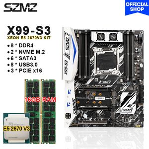 SZMZ X99-S3 Motherboard Kit Xeon E5 2670 V3 Processor and 16GB DDR4 Memory Xeon placa mae X99 Set LGA 2011-3free delivery