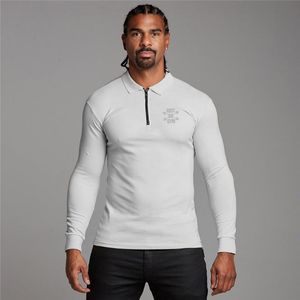 Men's Polos Gyms Fashion Men's Clothing Workout Running Shirts Muscle Sports Long Sleeve Training Fitness Zipper ShirtMen's Men'sMen's