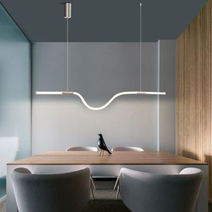 Lâmpadas pendentes de 1260/1540 mm de comprimento cromado com luzes LED modernas para sala de jantar, lâmpada de barra de cozinha 360 GLOWPIDE