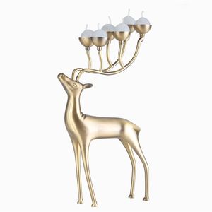 Strona główna Dekoracja Jeleń Metal Posrebrzany Uchwyt Świeca Ze Stali Nierdzewnej Złoty Silver Deer Candlestick T200108