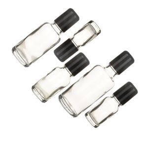 Packing Transparent Glass Bottle Black Plastic Screw Cap 5ml 10ml 15ml 20ml 30ml 50ml 100ml Steel Roller Glass Bead Essential Oil Vials Refillable Cosmetic