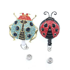 10PCS/Lot Rhinestone Key Rings Animal Insect Ladybug ID Badge Reel Holder With Clip For Nurse Accessories Staff Student Teacher