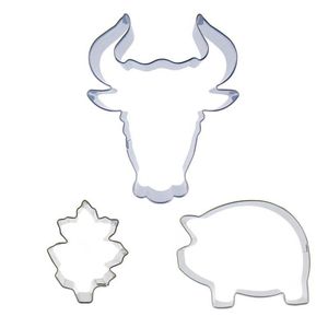 Baking Moulds 3pcs Bull Head Small Leaf Fat Pig Stainless Steel Cookie Cutter Biscuit Embossing Machine Pastry Molds Cake Decorating DIY Too