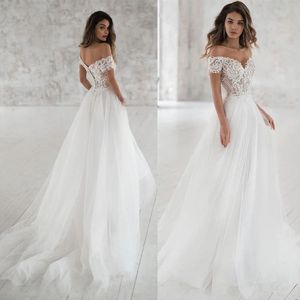 Vestido de noiva Fora do ombro Apliques Vestidos de noiva elegante de renda de renda 2022