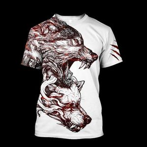 Męskie koszulki męskie męskie Viking 3D Print Dark Wolf Tattoo Hip-Hop Tshirts Summer Harajuku Tees Wome unisex krótkie topy 03