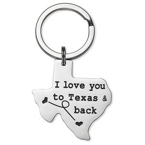 Andenken-Anhänger, Schlüsselanhänger, Schlüsselanhänger, Schmuck, Fernbeziehungen, Erinnerungsgeschenk für Frauen und Männer – „I Love You to Texas and Back“.