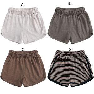 Kinder Einfarbig Shorts Hose Koreanische Jungen Und Mädchen Gestreiften Rand Hosen Lose Sport Kurze M4130