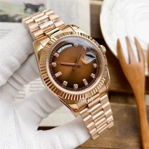 lmjli - Relógios masculinos para homens Relógio mecânico automático diamante rosa ouro completo aço inoxidável moda relógio de pulso 41mm mostrador preto