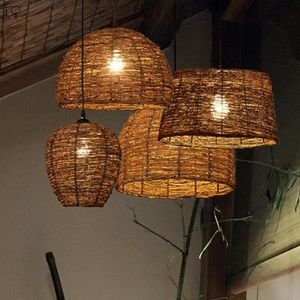 Lampy wiszące japońskie retro minimalistyczne światła rattanu LED E27 Zen Art Dekoracyjna lampa wisząca HOMESTAY HERBATO