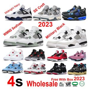 2023 WMNS Seafoam 4s SE Craft 4 Basketbol Ayakkabıları Askeri Kara Kedi 4 Erkek Kadın Gece Yarısı Donanması Kanvas Kızılötesi Sneakers Kırmızı Metalik Noir Kutu Ateşli Kırmızı Oreo Bred