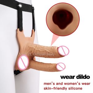 10 velocità Strapon Dildo vibratore femminile doppia vibrazione G Spot giocattoli adulti sexy per le donne coppia gay anale massaggiatore della prostata