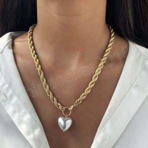 Collana a catena intrecciata vintage per donna Boho Collane con ciondolo di perle grosse Gioielli femminili