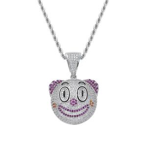 Pendant Necklaces Hip Hop Full Crystal Funny Clown Necklace Iced Out Bling Rapper Jewelry For Men Women Party Gift Drop