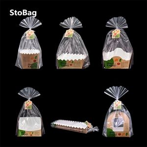 stobag 20pcs 공유 및 즐기기 토스트 아침 가방 아침 식사 가방 크루아상 빵 가방 웨스트 포인트 포장 박스 쿠키 Sanck Party 201015