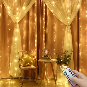 3x36x3 Remote Control Icicle Curtain Fairy Lights Christmas LED String Garland Party Garden Street Wedding Decor Y201020