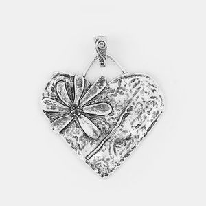 Collane con ciondolo 2 pezzi Charms martellati Fiore Cuore grande Per collana Creazione di gioielli Risultati Accessori 66 67mmCollane con ciondoloPendente