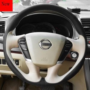 Steering Wheel Covers Hand-Stitched Leather Suede Carbon Fibre Car Cover For Teana AccessoriesSteering CoversSteering