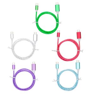 USBC to USB Type C Cable Flow Luminous Lighting USB-C PD Fast Charging Cables Charge Cord for Xiaomi Samsung