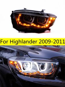 Farol hid para toyota highlander faróis 2009-2011 cluger led sinal de volta lâmpadas automáticas feixe alto anjo olho cabeça lâmpada
