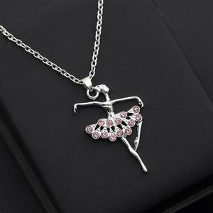 Pendanthalsband 30st. Mother Gift Character Girl Dancing Ballet Sports Halsband Enkel färsk Pink Zircon ClaVicle Chain Jewelrypendant