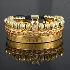 Link Chain Luxury Roman Royal Crown Charm Armband Men rostfritt stål Geometri Pulseiras Öppna justerbara armband Par smycken gåva Kent