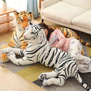 Cm Giant Simulation Tiger Collie Dog Peluche Toy Cute Real Life Forest Animal Plush Pillow Kids Boys schönes Geburtstagsgeschenk J220704