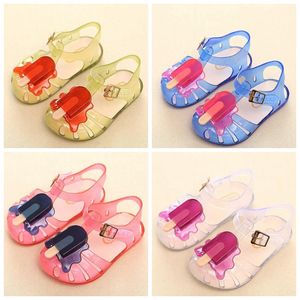 2022 Säljer designer barn skor mini melissa gelé småbarn sandaler för baby pojkar flickor glass barn sommar söt tecknad strand sko infantil skjutreglage sandalia