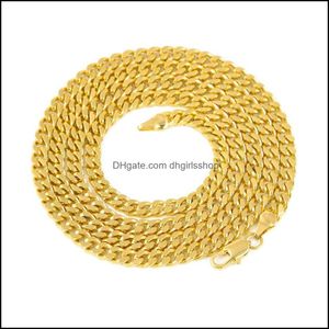 Kedjor halsband hängar smycken mm mm mens k guld pläterad solid kubansk trottoarkant länk kedja rostfritt stål hals