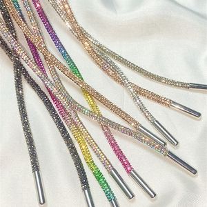 1st runda skosnören Rainbow Diamond Shoelace Shoe Laces DrawString DIY Trouser Hoodie Dress Belt Accessorie 220718