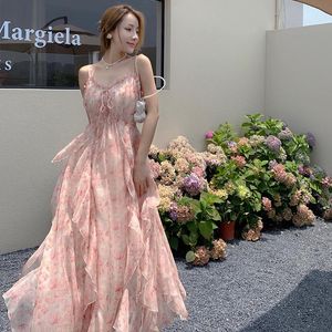 Sıradan elbiseler kadın uzun resmi elbise yaz seksi kırık çiçek Fransızca askıya alın