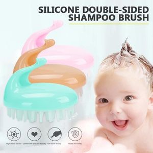 Silikonhuvud kroppsmassage borste baby schampo borstar mjuka silikoner spa massage borstar barn nyfödd mjäll hårkammar borste