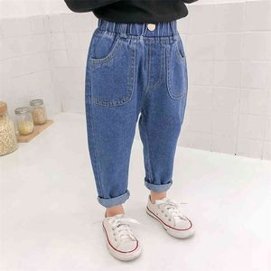 Jeans för flickor solid färg småbarn flicka jeans casual stil jeans för barn flickor vår höst barn kläder 210412