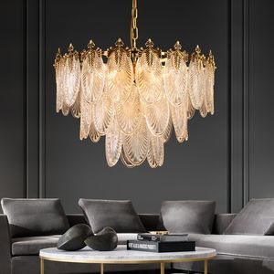 Leaf Postmodern Lampa Luxury Chandelier Koppar Högkvalitativ Atmosfär Sovrum Vardagsrum Villa Enkel Designer Ljuskrona