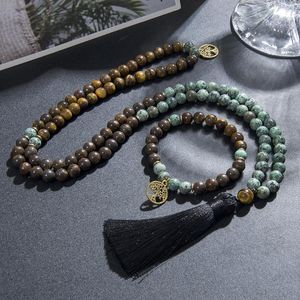 Wholesale tiger eye beads for sale - Group buy Pendant Necklaces mm Natural Tiger Eye Bronzite Mala Beaded Necklace Meditation Yoga Prayer Rosary For Men Women Japamala JewelryPendan