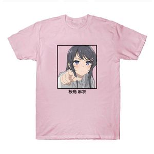 Camisetas masculinas Mulheres de manga curta sakurajima mai gráficos tops casuais jovens adolescentes esportes usam camiseta diária solta harajukumen's