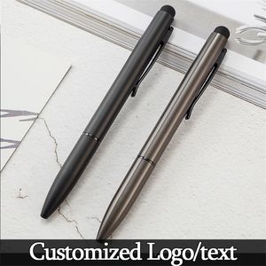 1 PCS Lüks Çok Fonksiyonlu Kapasitif Dokunmatik Ekran Stylus Ball Point Escolar Metal Beyaz Kalemleri Özelleştirilmiş Adı 220704