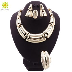 Último luxo de joias de ouro de luxo Conjunto de colar de festas de festas brasileiras Brincos de joalheria de pulseiras de pulseira