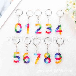 Keychains Key acrylic creative color digital key car bag pendant can be ordered