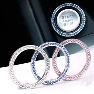 Sublimation Party Decoration Ring Diamond Rhinestone Car Decor One Click Starts Button Engine Start Stop Switch Button Cover