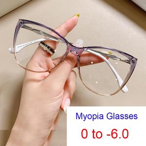 Mode Vintage Gradienten Brillen Für Kurzsichtigkeit Anti Blau Licht Myopie 2021 Einzigartige Weiße Beine Cat Eye Brille Rahmen W220423