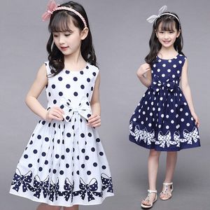 3 12 Years Girls Polka Dot Dress Summer Sleeveless Bow Ball Gown Clothing Kids Baby Princess Dresses Children Clothes 220714