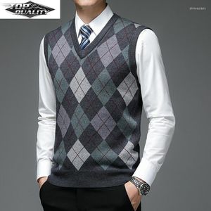 Vestes masculinos Marca de designer de moda automática Argyle Pullover Diamond Sweater V Norte de malha colete 6% de lã sem mangas homens casuais roupas phin22