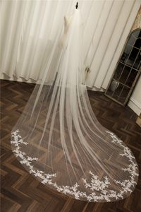 Veli da sposa lunghi 3,5 m con bordo in pizzo Bianco Cattedrale d'avorio Velo da sposa a uno strato con pettine Accessori per capelli da sposa Copricapo CL0219