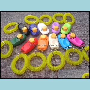 Pet Dog Trainer Clicker Petdog Cat Training Sound Key Ring And Wrist Strap Accessories Light Weight Toys Clickers Drop Delivery 2021 Obedi