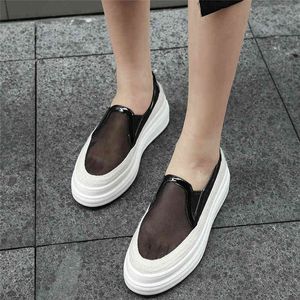 Kadın Nefes Dantel Takozlar Yüksek Topuk Gladyatör Sandalet Kadın Yaz Yuvarlak Ayak Tıknaz Platformu Moda Sneakers Rahat Ayakkabılar Y220421