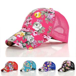 Boll Caps Spring Floral Women Baseball Fashion Mesh Breattable Sunmmer Flower Cap Snapback Hatts for Girls Sun Hat