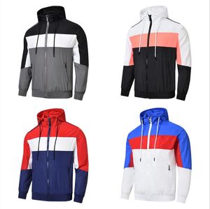 Mens Ceket Jersey Hoodie Sport Windbreaker Koşu Ceket Sokağı Moda Çok Renkli Dış Giyim Palto Futbol Eğitim Takım M-4XL Asya Boyutu İnce Ceket