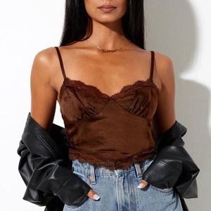 Zbiorniki damskie Camis kobiety kobiety seksowne topy czołgowe paski spaghetti koronkowe wykończenie v szyja camisole kamizelki kamizelki uprawy na letni fallwomen's Wom